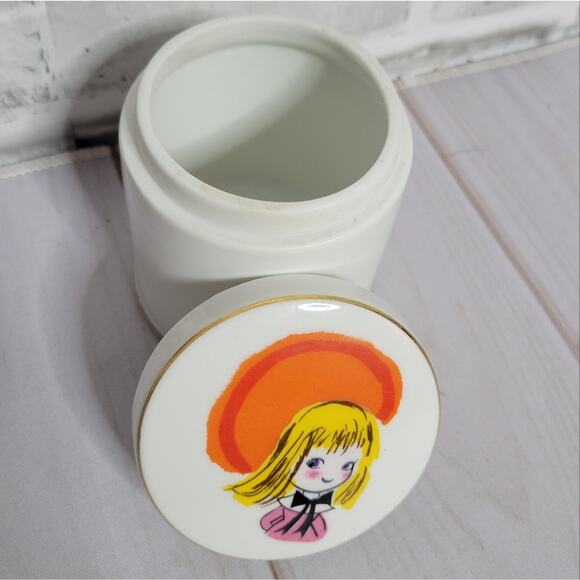 Vintage 70s Glass Kitschy Girl Trinket Dish - Set of 4 - Picture 4 of 14